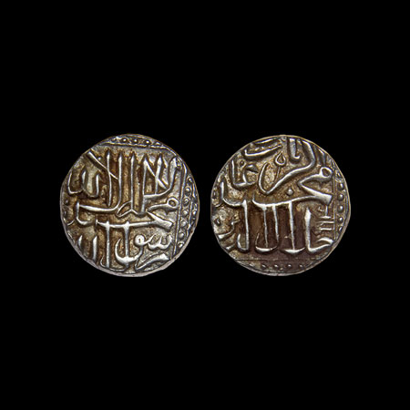 Akbar, Silver 1/2 Rupee, 5.63gm, Mulher Mint, AH 964, issued by Raja of Baglana State, rar