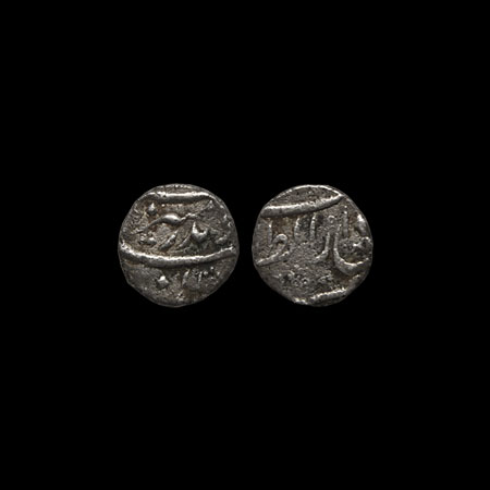 Aurangzeb, Silver 1/4 Rupee, 2.53gm, Bijapur Dar uz Zafar Mint, RY 46, with Vithoba symbol