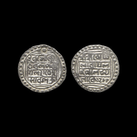Kachar, Silver Rupee/Tanka 10.50gm, Megha Narayana (SE 1488-1505/1566-1583 AD), Obv: Hara 