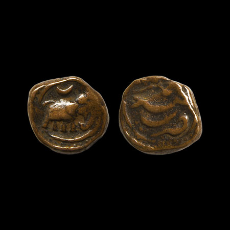 Mysore, Tipu Sultan, Copper 1/4 Paisa, 2.35gm, Hyderabad Mint, crescent on elephant. KM/He