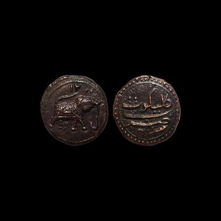 Mysore, Tipu Sultan, Copper Paisa, 11.45gm, Kalikut Mint, 1200 / Ry 4 , with border. Compl
