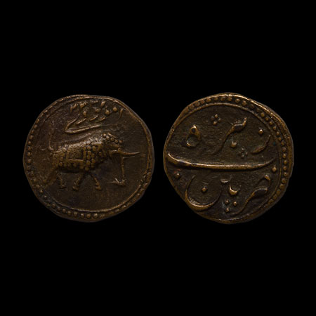Mysore, Tipu Sultan, Copper Paisa/Zohra, 11.25gm, Patan Mint, AM 1222 retro date, Maludi d