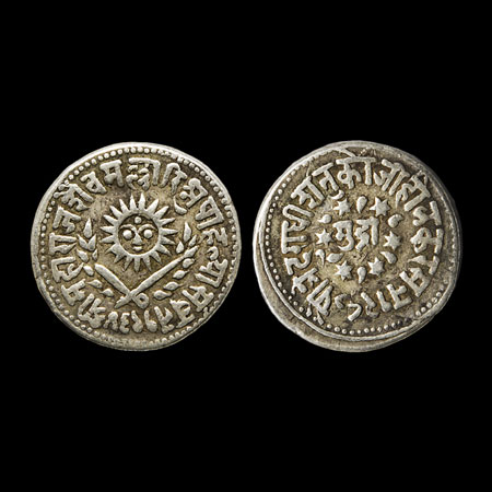 Indore, Silver Mudra,11.08gm, Tukoji Rao II, Indore Mint, Obv: Pautre duradhish Tukoji hol