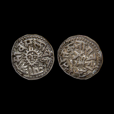 Indore, Silver Rupee, 11.15gm, Tukoji Rao II (VS 1891-1943/1844-1886 AD), AH 1289, sun fac