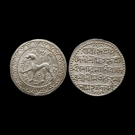 Tripura, Silver Rupee, 10.35gm, Krishna Kishora Manikya and Queen Ratnamala (SE 1752-1772/