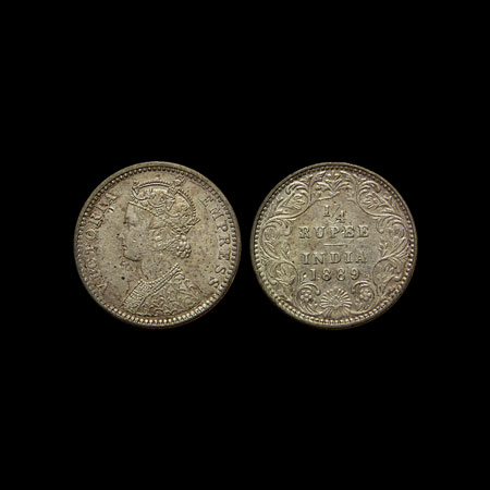 Victoria Empress, Silver 1/4 Rupee, 1889, Bombay Mint, C / II / B incuse, F.Prid. 400. Ver