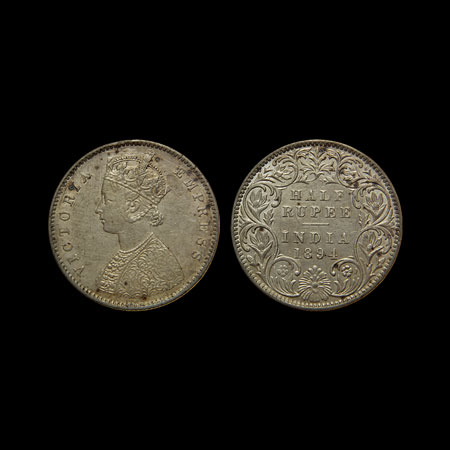 Victoria Empress, Silver 1/2 Rupee, 1894, Bombay Mint, A / I / B incuse, F.Prid. 304. Very