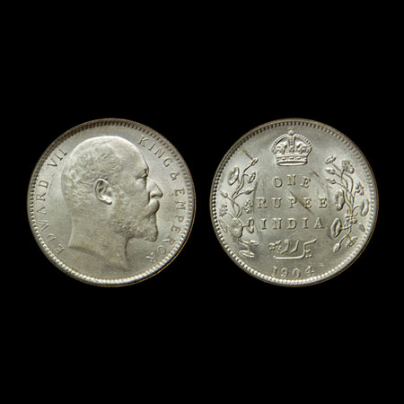 Edward VII, Silver Rupee, 1904, Calcutta Mint, F.Prid. 190. Unc, Scarce.