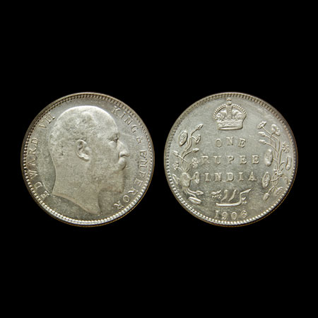 Edward VII, Silver Rupee, 1906, Bombay Mint, F.Prid. 202. Unc, Scarce.