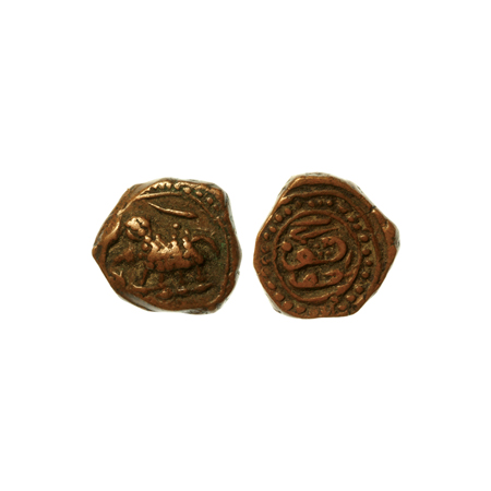 Mysore, Tipu Sultan, Copper 1/4 Paisa, 2.63gm, Faiz Hisar Mint, Persian 'Be' on elephant t