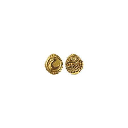 Mysore, Tipu Sultan, Gold Fanam, 0.39gm, Patan Mint, AH 1218, Obv: Persian 'He'. KM 128.1/