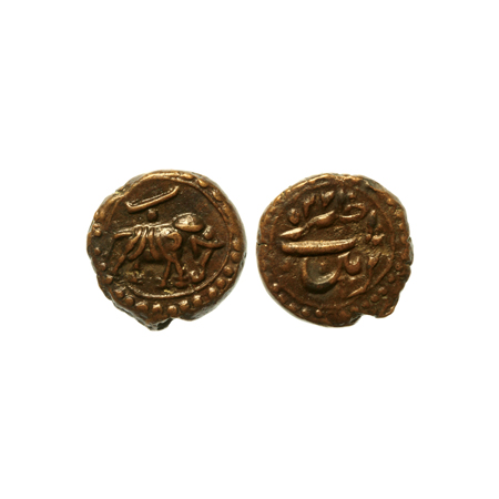 Mysore, Tipu Sultan, Copper 1/4 Paisa/Akhtar, 2.67gm, Patan Mint, Persian 'Be' on elephant