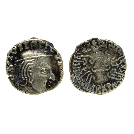 Western Ksatrapas, Vijaysen s/o Damsen, Silver Drachma, 2.31gm, Obv: Bust of King facing r
