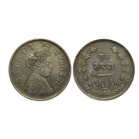 Baroda, Silver Rupee, 11.27gm, Sayaji Rao III, VS1949, Milled Coinage. Y# 36. Very Fine, S