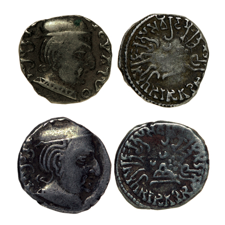 Western Ksatrapas, Virdaman S/0 Damsen, Silver Drachma (2), 2.12/2.42, Saka Year 159, Obv:
