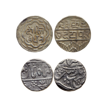 Mewar, Silver Rupee (2), Udaipur & Swarupshahi Series, in the name of Almgir II & "Dosti L