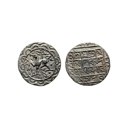 Tripura, Silver Rupee (Tanka), 10.38gm, Amar Manikya (1577-1586), Shri Amravati Devi, SE 1
