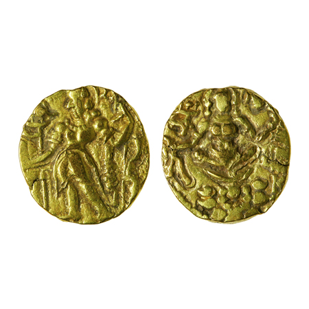 Gupta Dynasty, Chandragupta II (c. 375-415 AD), Gold Dinar, 7.70gm, Archer Type, Obv: King