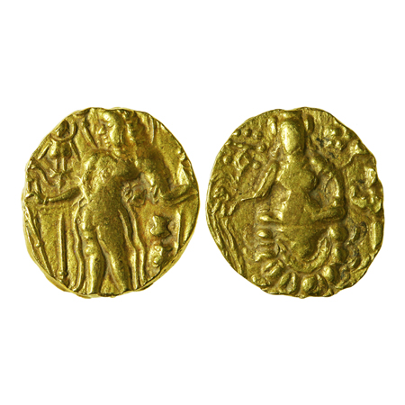 Gupta Dynasty, Chandragupta II (c. 375-415 AD), Gold heavy Dinar, 8.28gm, Archer Type with