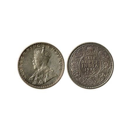 George V, Silver 1/2 Rupee, 1926, Bombay Mint, F.Prid 348. Unc, Scarce.