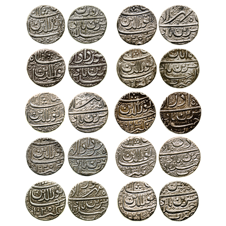 Jahangir, Silver Rupee (10), Ahmadabad Mint, 10 Different Months. 'Muzaiyan' Couplet. Farw