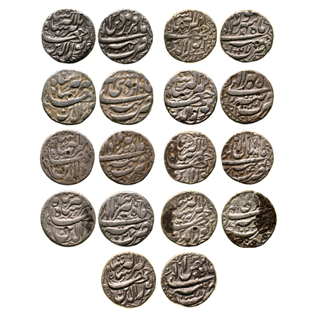 Jahangir, Silver Rupee (9), Tatta Mint, Ilahi and decorative Type, 9 Different Months. Far