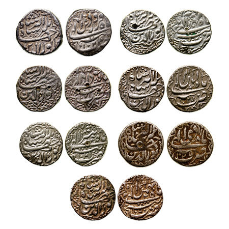 Jahangir, Silver Rupee (7), Tatta Mint, Ilahi Type, 7 Different Months. Farwardin 1024, Kh