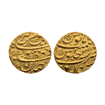 Aurangzeb, Gold Mohur, 10.95gm, Ahsanabad Mint, AH 1115/RY 47. KM 315.3. Unc, Rare.