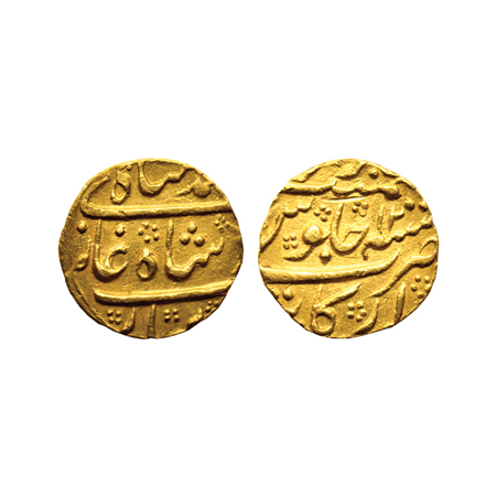 Muhammad Shah, Gold Mohur, 10.93gm, Arkat Mint, RY 2. KM Unlisted. Extra Fine+, Extremely 