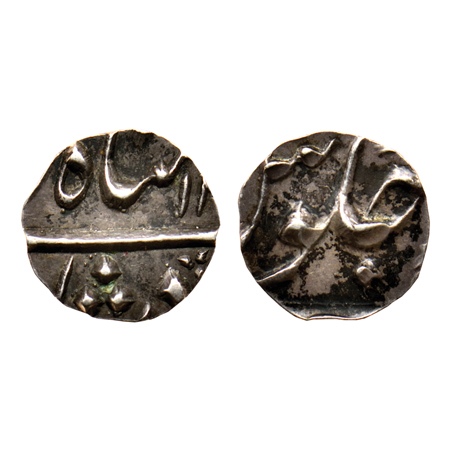 Muhammad Shah, Silver 1/8 Rupee, 1.40gm, Murshidabad Mint, AH 11XX/ RY Unseen. KM 431B.3. 
