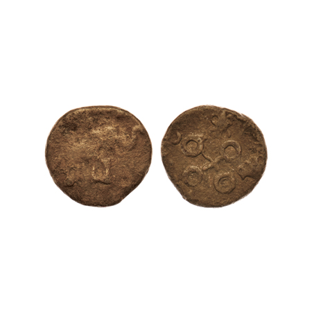 Satavahanas, Andhra Region, Lead Unit, 4.56gm, Obv: Elephant walking to right, trunk uprai