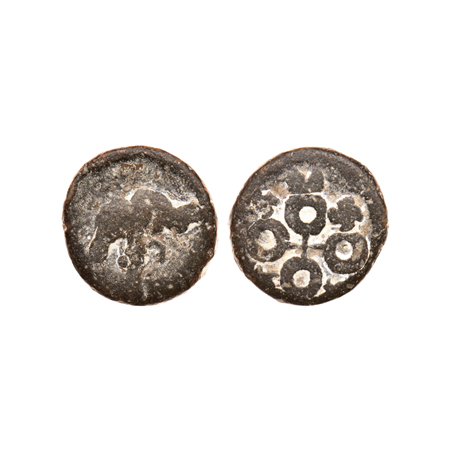 Satavahanas, Nevasa-Paithan Region, Lead Unit, 7.28gm, Obv: Elephant walking to right, Rev