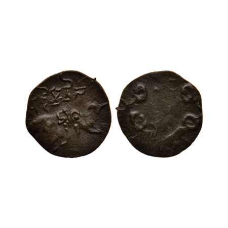 Satavahanas, Pulumavi, Banavasi Region, Potin Unit, 1.11gm, Obv: Elephant standing right t