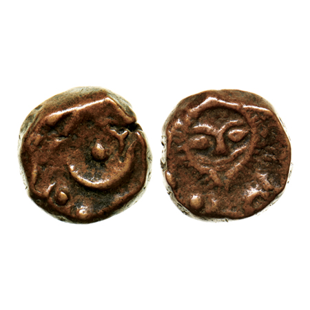 Indore, Copper 1/2 Paisa, 4.40gm, in the name of Shah Alam II, Sunface type, Undated, poss