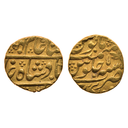 Jaipur, Gold Mohur, 10.87gm, Mughal issue, Sawai Jaipur Mint, RY 5, in the name of Shah Al