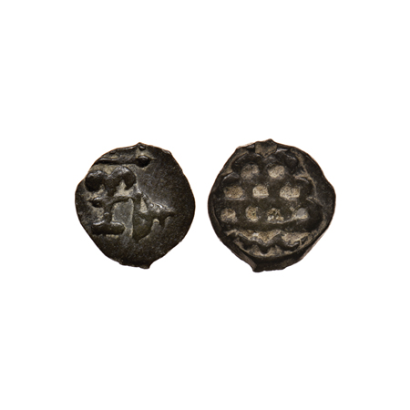 Post-Satavahana, Kuras of Kolhapur, Uninscribed, Lead Fraction, 0.76gm, Obv: Srivatsa with
