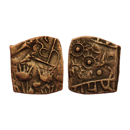Santrampur, Copper paisa, 6.73gm, overstruck on Lunawada, KM#7, different variety, KM Unli