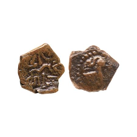 Post-Kushana, Malwa Region, Copper Unit, 1.10gm, Obv: Lion facing to left with tail uprais