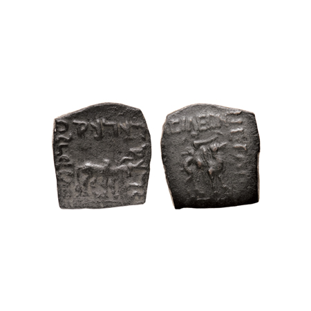 Indo-Scythians, Azes I, Copper Drachma, 6.61gm, Obv: King mounted on camel to right, holdi