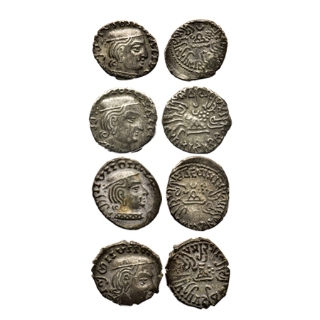 Western Kshatrapas, Silver Drachma (4), a set of four different rulers, Damsen s/o Rudrasi