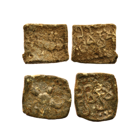 Guptas Chandragupta II (380-413 AD), Lead Unit (2), Obv: Garuda front facing, Brahmi legen