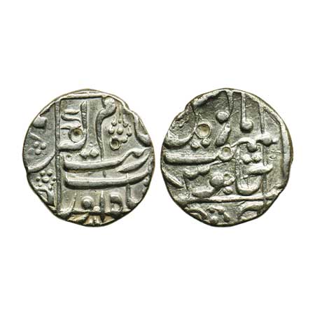 Aurangzeb, Silver ½ Rupee, 5.56gm, Junagadh Mint, ND, King's name in square area, test mar
