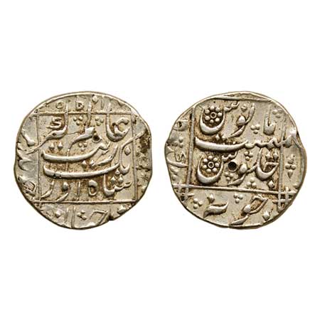 Aurangzeb, Silver Rupee, 11.51gm, Junagadh Mint, AH 1095/RY 35. King's name in square area