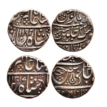 Indore, Silver (2 coins) Rupee, Ahalya Bai and Jaswant Rao, Malharnagar & Maheshwar Mint, 