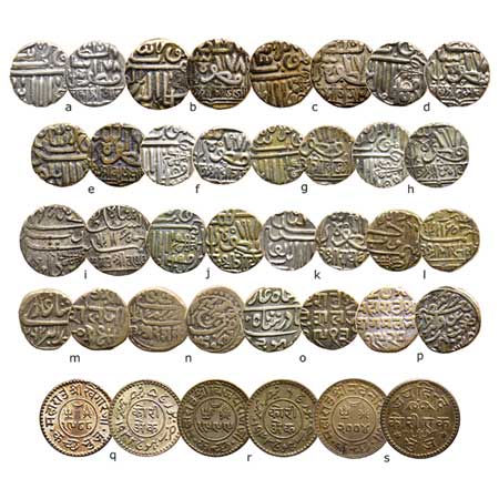 Kutch, Silver (19 coins) Kori, Collection of all different rulers including, Khengarji I, 