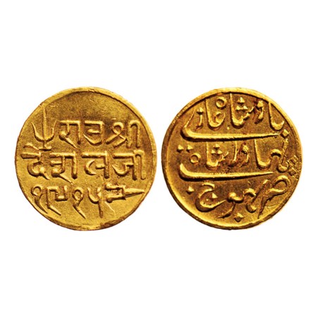 Kutch, Gold Kori, 4.66gm, Deshalji II, Bhuj Mint, in the name of Bahdur Shah II, VS 1915. 