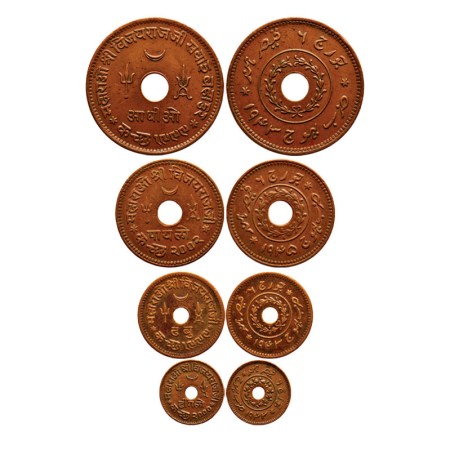 Kutch, Copper (4 coins) Adhio, Paylo, Dhabu & Dhinglo, Vijayarajji (VS 1998-2004/ 1942-194