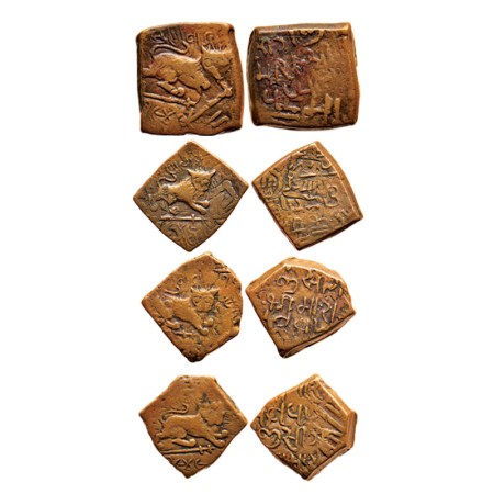 Lunawada, Copper Paisa (4 coins), Wakhat Singhji (VS 1924-1986/ 1867-1929AD), different ty