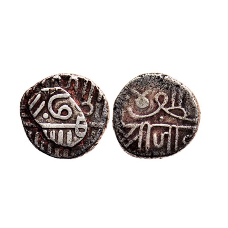 Nawanagar, Silver Kori, 4.70gm, Vibhaji, Error on rev. Very Fine, Scarce.