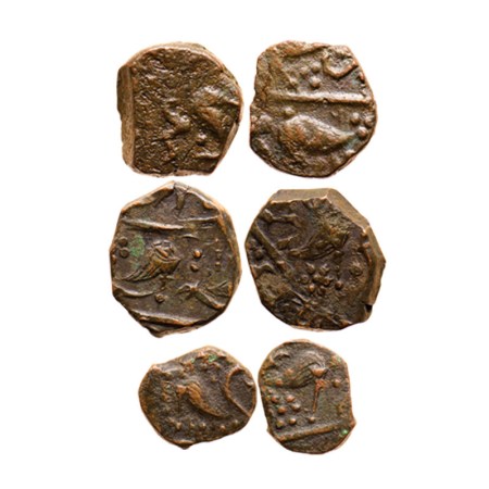 Rampur, Copper Paisa (3 coins), Anonymous Issues, persian legend with whisk. Very Fine, Sc